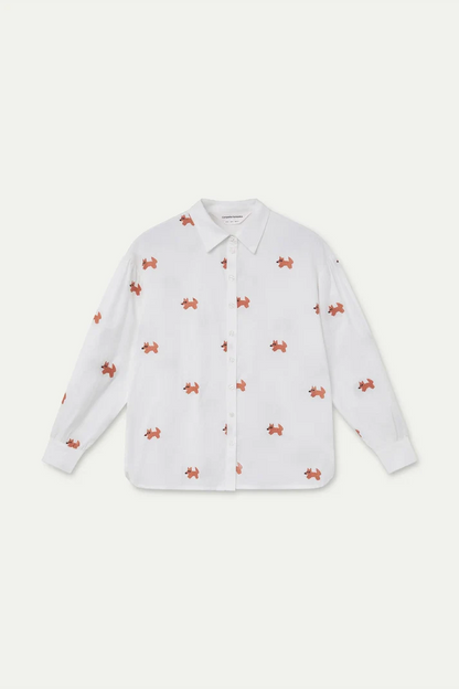 Cotton Shirt with Fox Embroidery