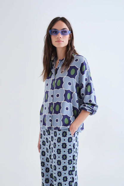 Inverness Print Blue Shirt