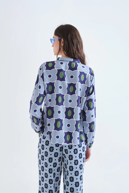 Inverness Print Blue Shirt