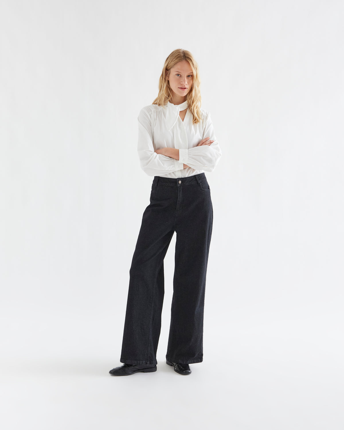 Black Denim Pants with Heart Pockets