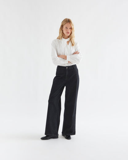 Black Denim Pants with Heart Pockets