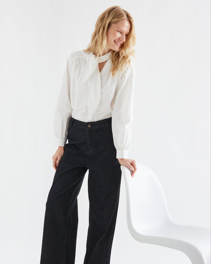Black Denim Pants with Heart Pockets