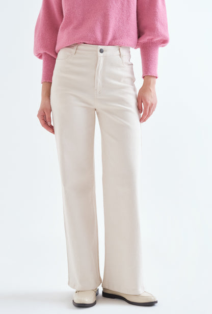 Off White Denim Pants with Heart Pockets