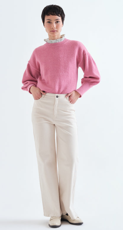 Off White Denim Pants with Heart Pockets