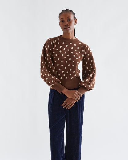 Brown Polka Dot Sweater