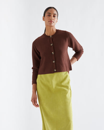 Brown Cardigan with Two-Tone Buttons