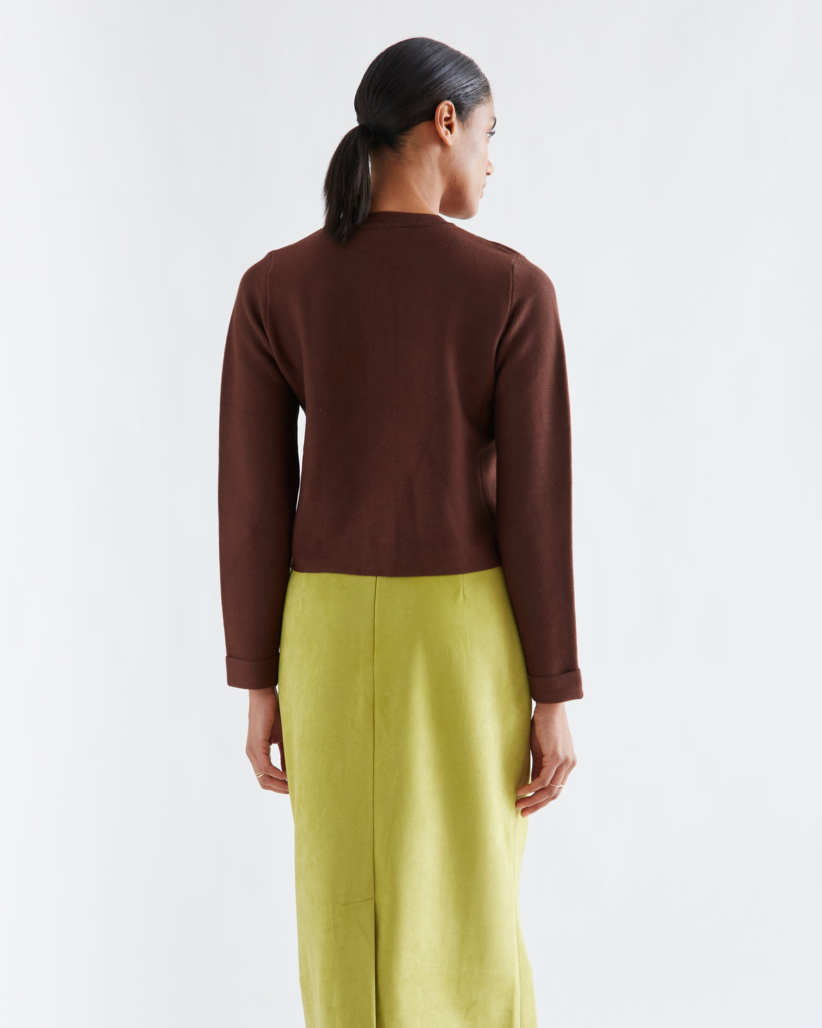 Brown Cardigan with Two-Tone Buttons