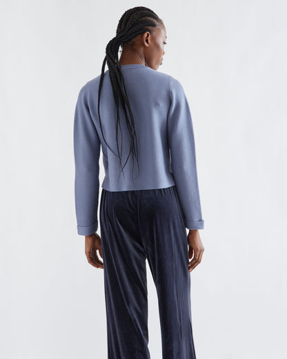 Basic Greyish - Blue Cotton Blend Cardigan