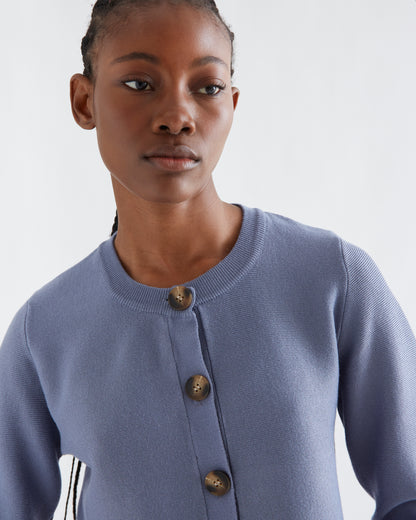 Basic Greyish - Blue Cotton Blend Cardigan