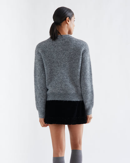 Grey Sweater with Black Bow Detail