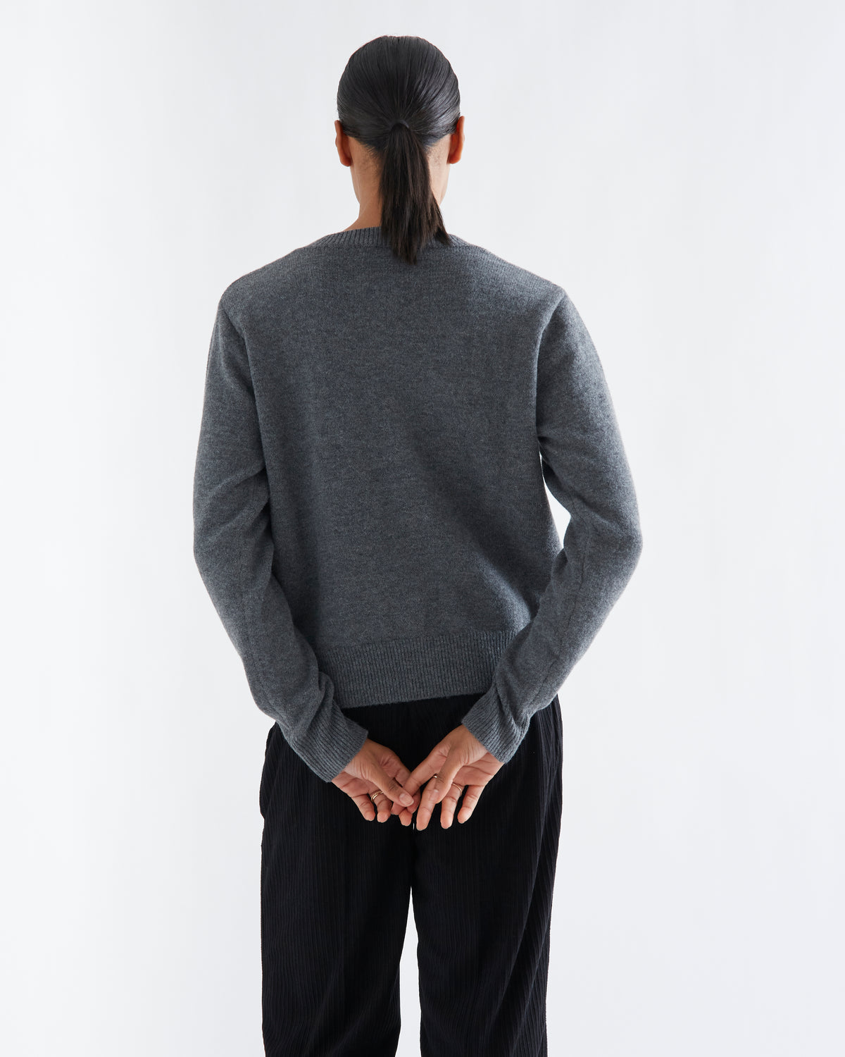 Grey Cardigan with Embroidered Flowers