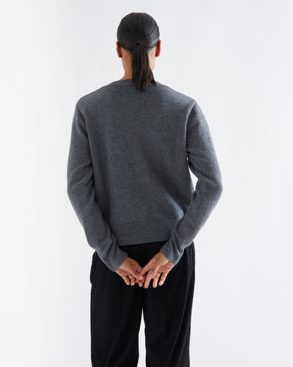Grey Cardigan with Embroidered Flowers