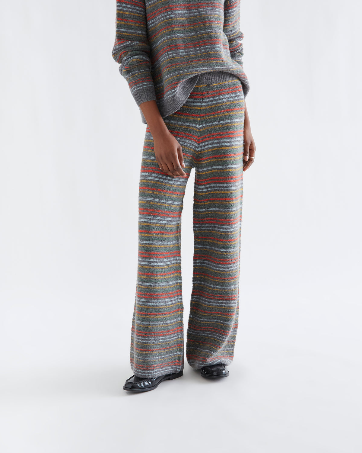 Grey Striped Knit Trousers