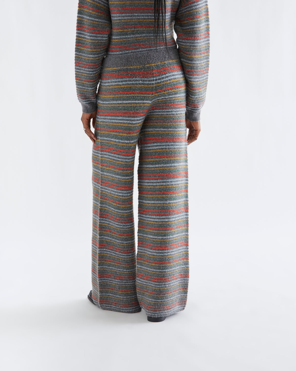 Grey Striped Knit Trousers