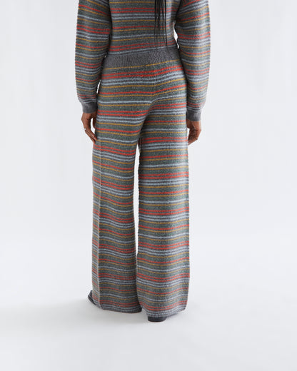 Grey Striped Knit Trousers