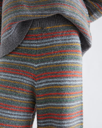 Grey Striped Knit Trousers