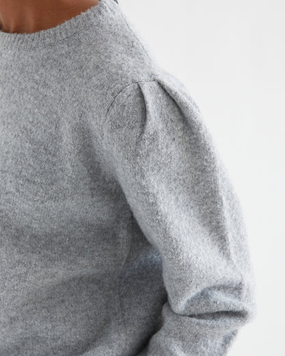 Grey Sweater with Puffed Shoulder Effect