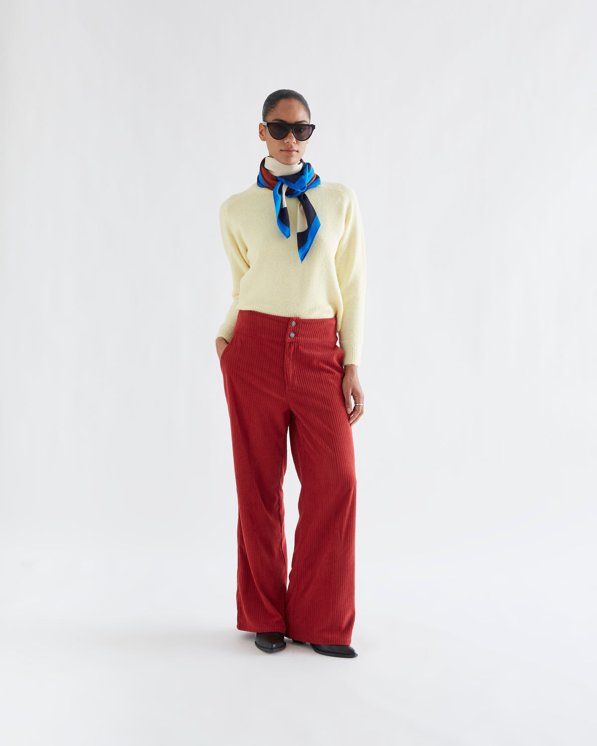 Brick Colour Corduroy Trousers
