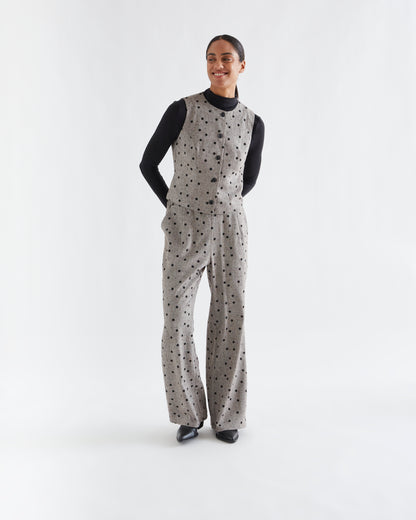 Grey Trousers with Black Flowers
