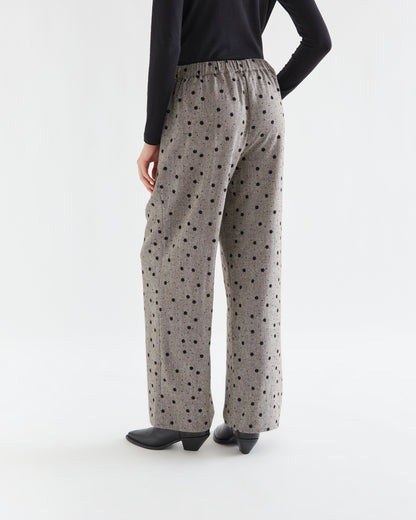 Grey Trousers with Black Flowers
