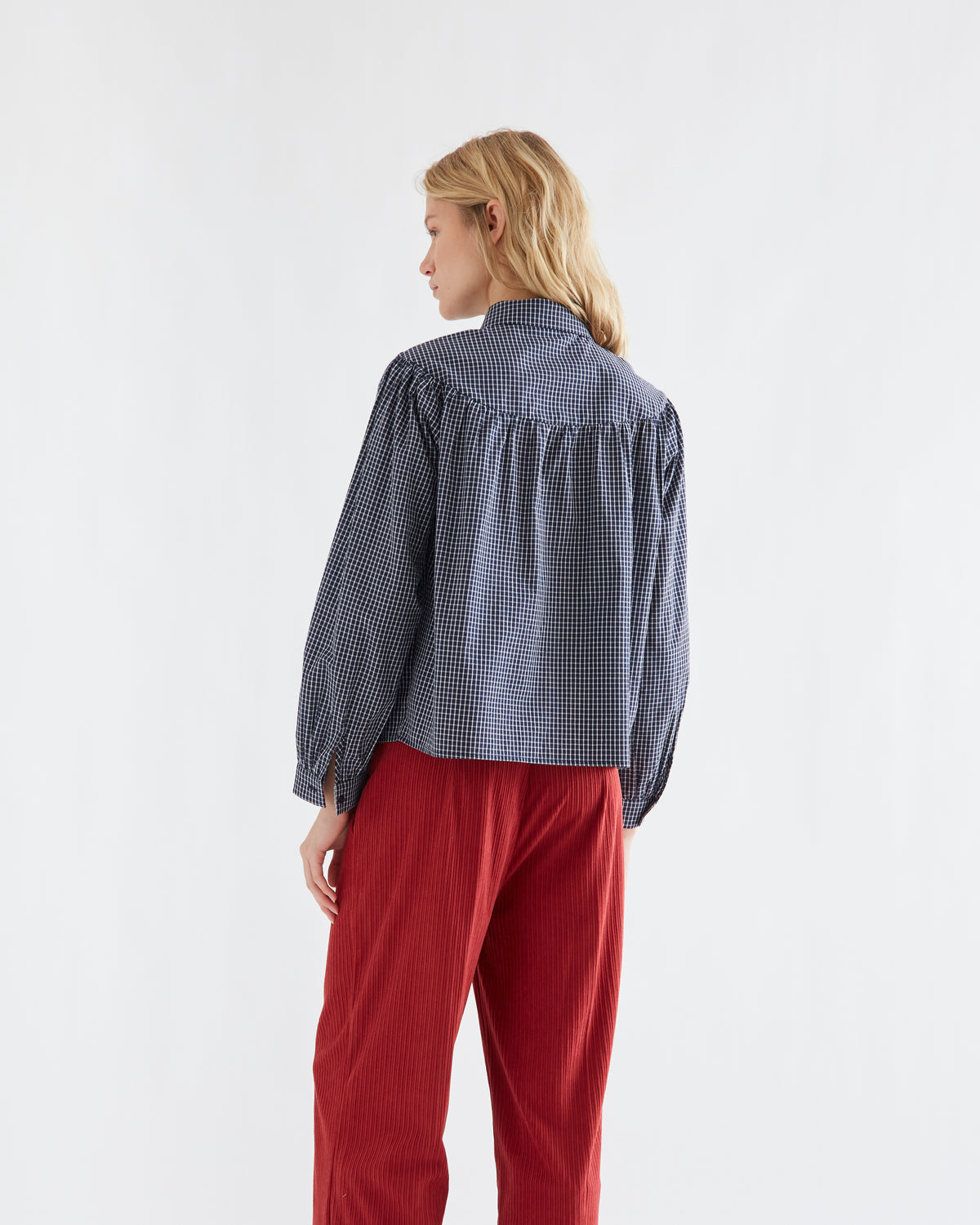Navy Shirt with Little Square Font Design