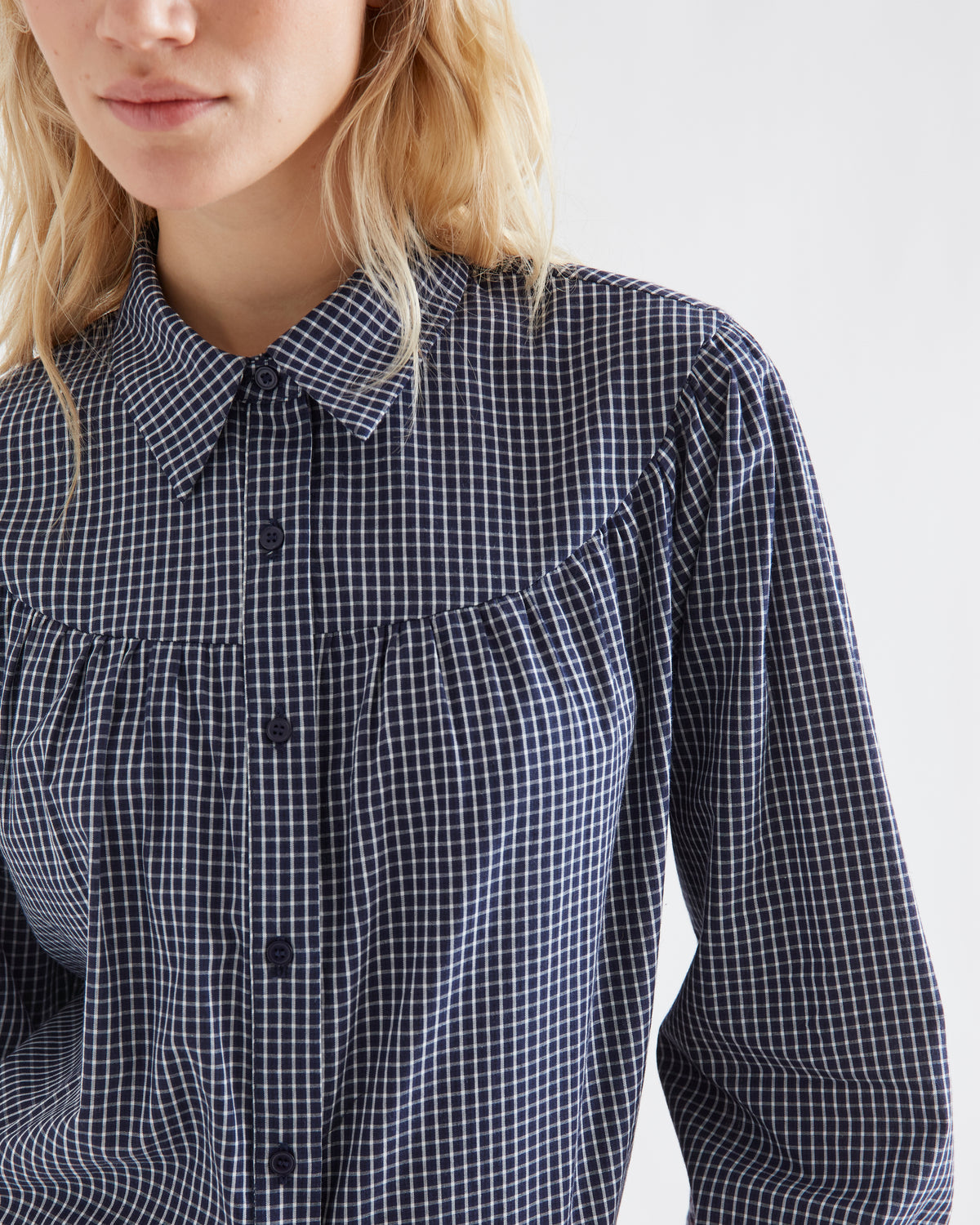 Navy Shirt with Little Square Font Design
