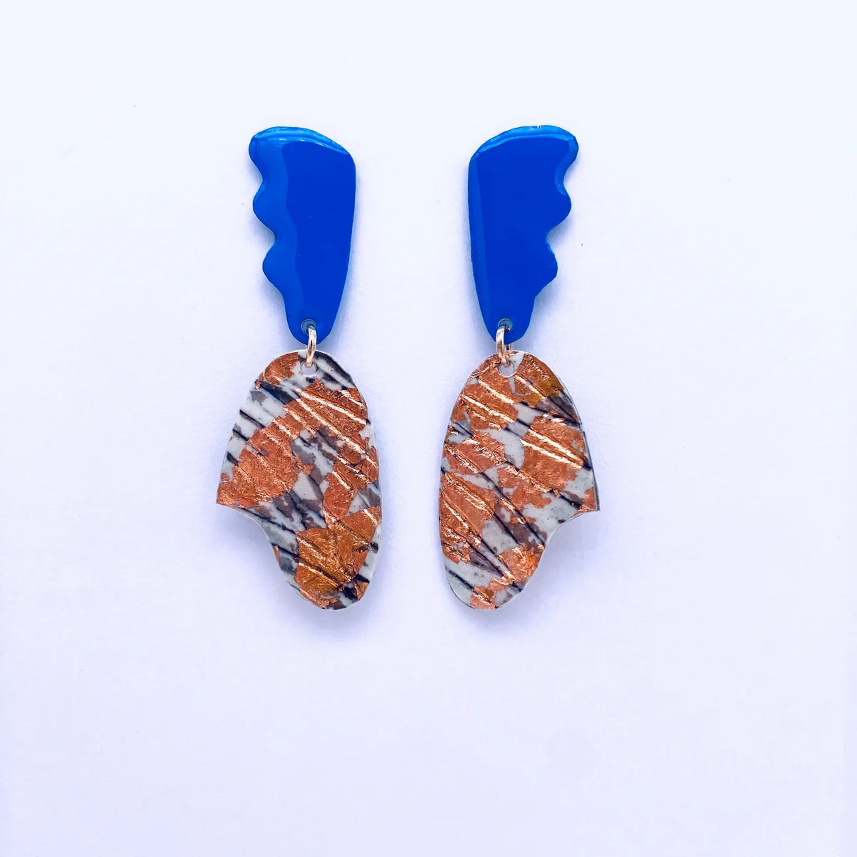 Tidal Sgraffito Earrings Mariner’s Blue Grey/Rose-Gold