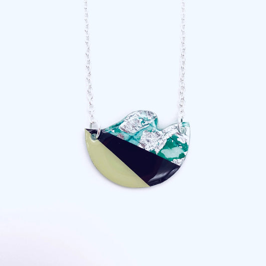 Tonn Sgraffito Necklace Celadon, Grape, Lichen & Silver