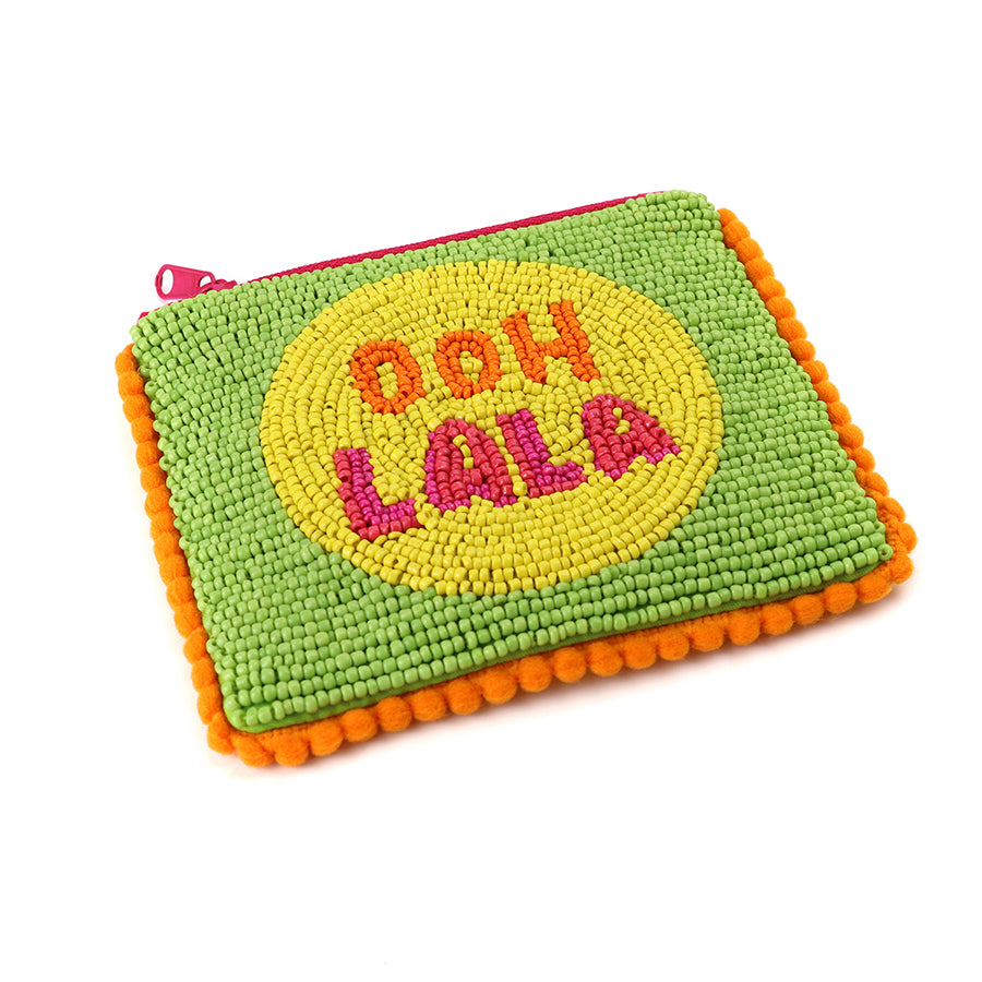 Green 'Ooh La La' Beaded Holiday Purse
