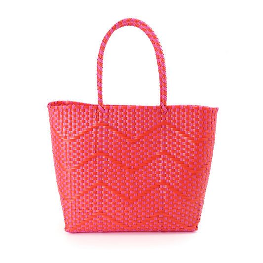 Red Recycled Plastic Woven Shopper Bag