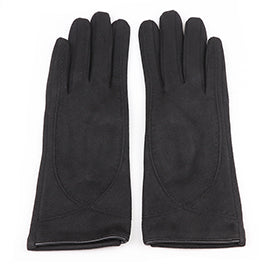 Kate Black Faux Suede Gloves with Stitch Detail