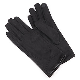Kate Black Faux Suede Gloves with Stitch Detail
