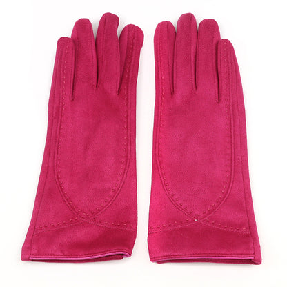 Kate Wine Faux Suede Gloves with Stitch Detail