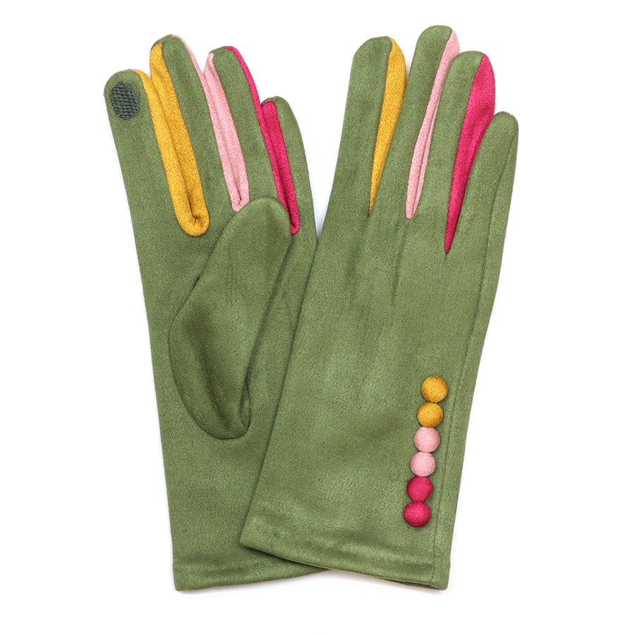 Frida Olive Multi Faux Suede Formal Gloves