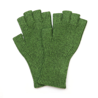 Yasmin Green Ribbed Fingerless Recycled Blend Gloves