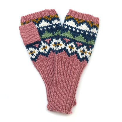 Valentina Dusky Rose Pink Mix Chunky Knit Wrist Warmers