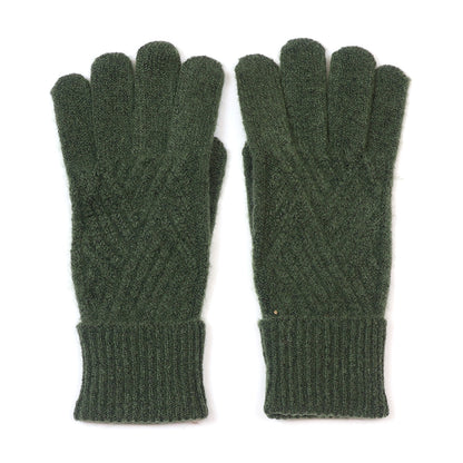 Charlotte Recycled Blend Khaki Cable Knit Gloves