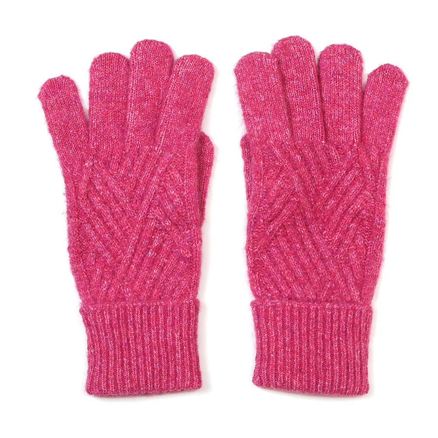 Charlotte Recycled Blend Pink Cable Knit Gloves