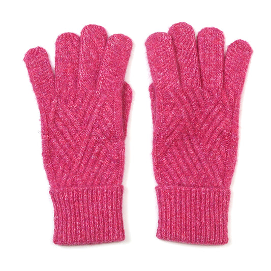 Charlotte Recycled Blend Pink Cable Knit Gloves
