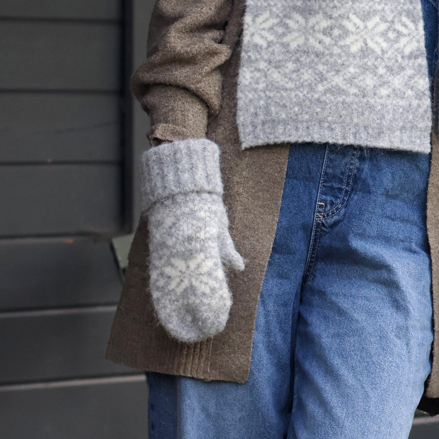 Erica Grey Scandi Snowflake Mittens