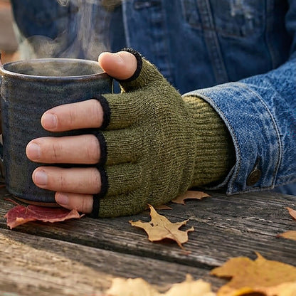Theo Olive and Black Fingerless Gloves for Men
