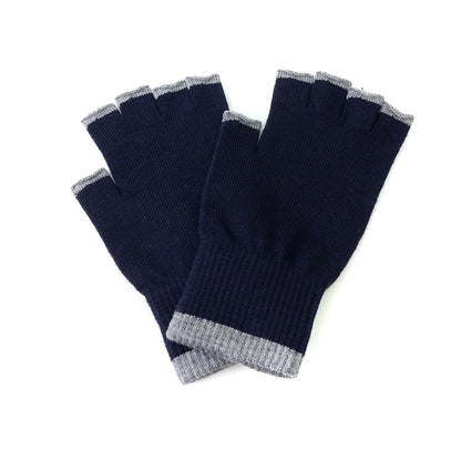 Theo Navy and Grey Fingerless Gloves for Men
