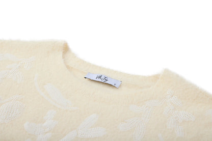 Alyssa-L-10-P Soft Knitted Top Ecru
