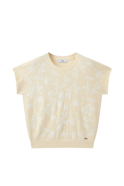Alyssa-L-10-P Soft Knitted Top Ecru
