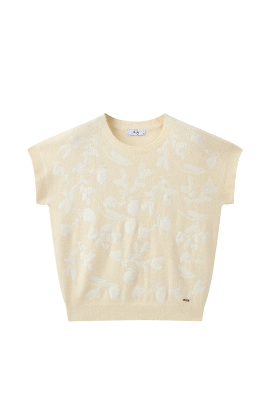 Alyssa-L-10-P Soft Knitted Top Ecru