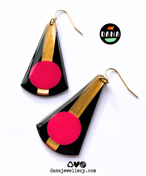 ANDY (black, fuchsia, and gold) Earrings