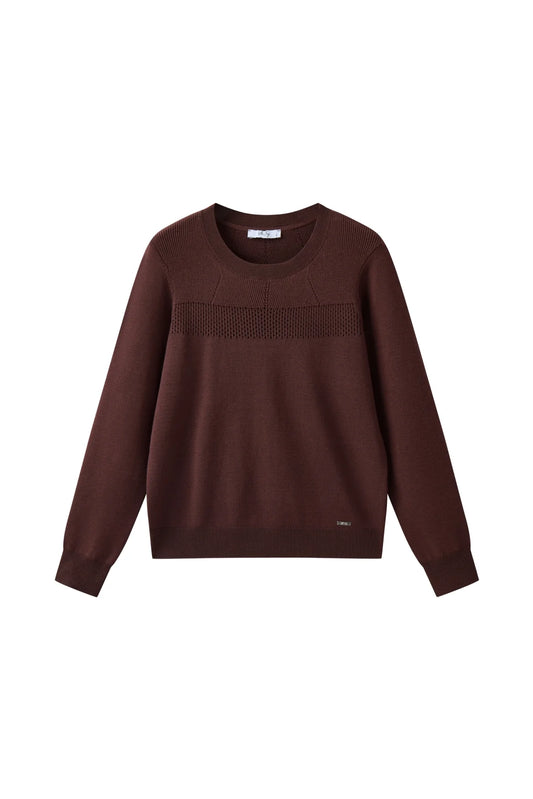 Austina-L-12-R Fine Knit Brown Sweater