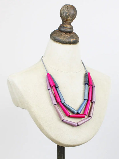 3-Strand Wooden Cone Necklace