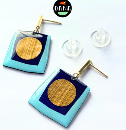 Boca Blue and Gold Earrings