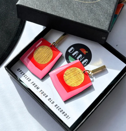 Boca Red, Pink and Gold Earrings